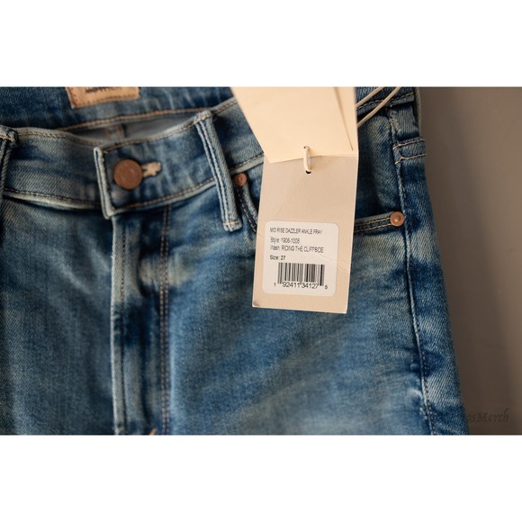 Mother The Mid Rise Dazzler Ankle Fray Jeans Riding The Cliffside 27 NWT - Picture 4 of 5